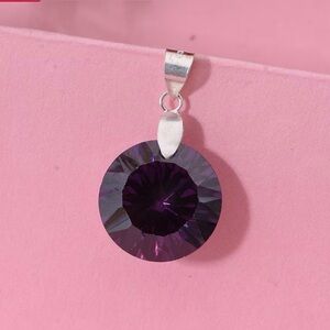 Simulated Purple Diamond Pendant without Chain in Sterling Silver